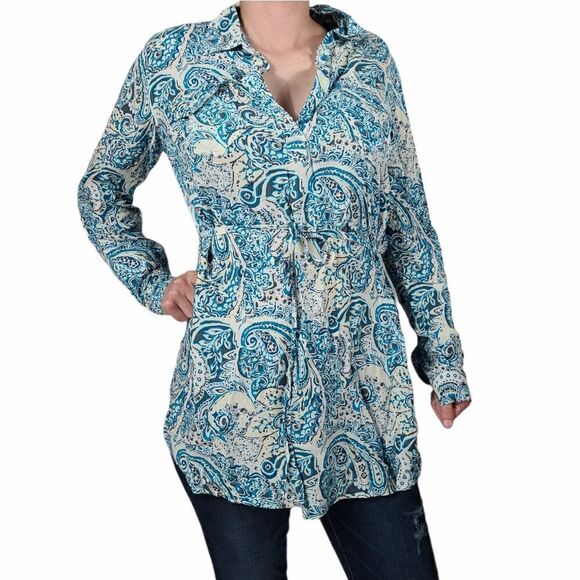 Bit & Bridle Blue Long Sleeve Tunic Top - Picture 1 of 10